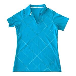 AUR Teal  striped‎ golf polo size medium